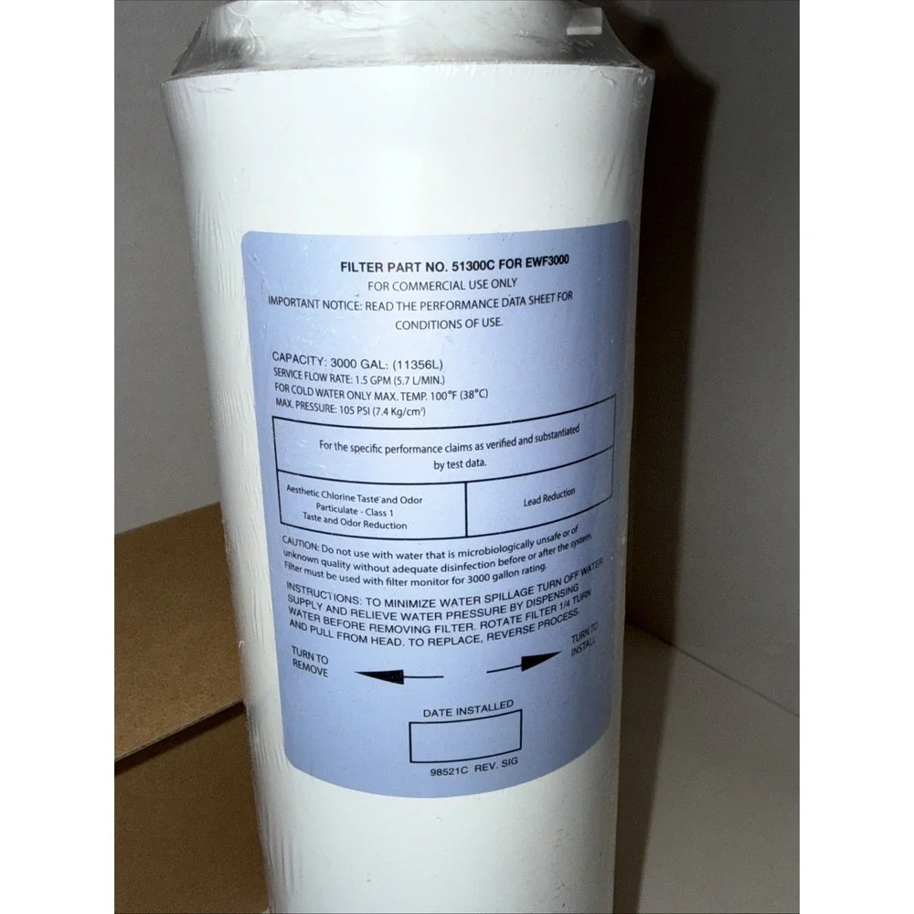 51300C‎ Replacement Water Filter Cartridge for EWF3000 Chlorine Taste And Odor